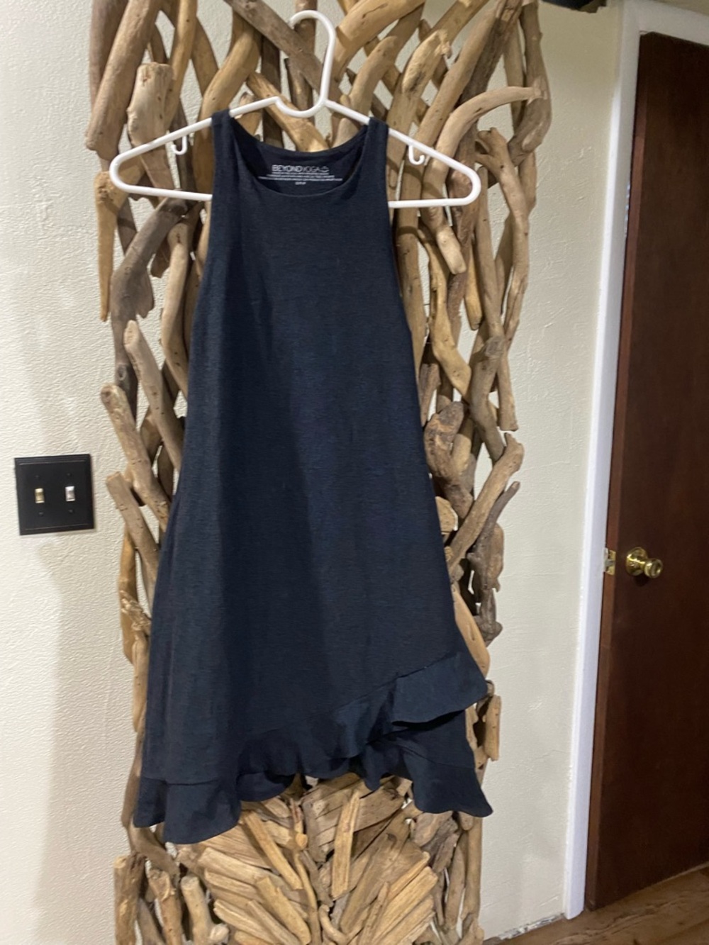ALO Yoga Black Ruffle-Hem Tank Dress